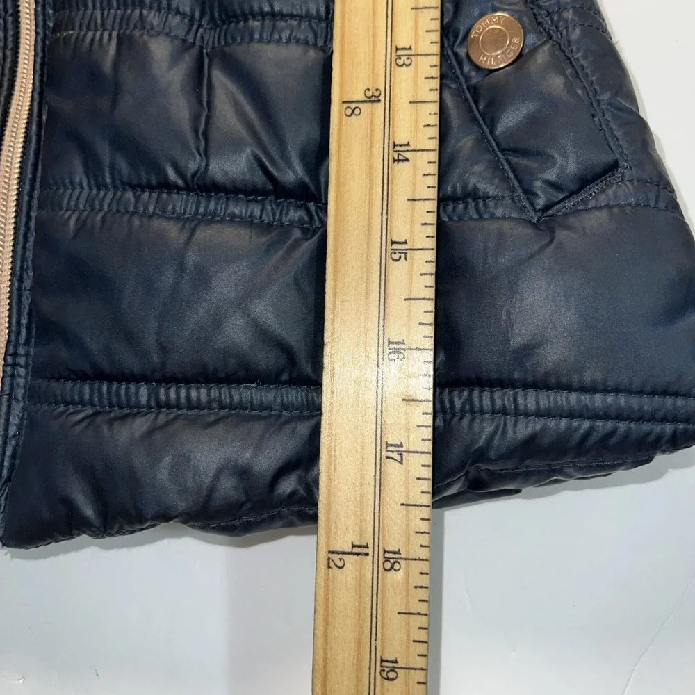 Tommy Hilfiger Girls' Size 4T Puffer Polyester Jacket Black Fur Hooded‎ Quilted